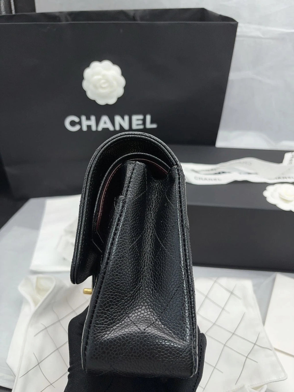 Chanel CF Medium Black Leather Shoulder Bag For Women
