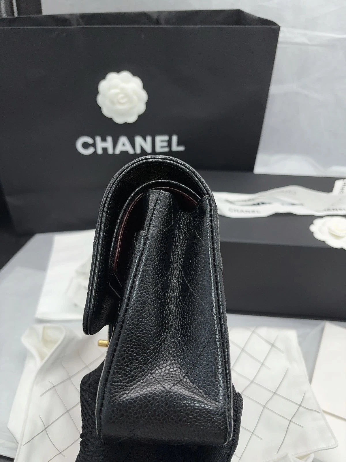 Chanel CF Medium Black Leather Shoulder Bag For Women