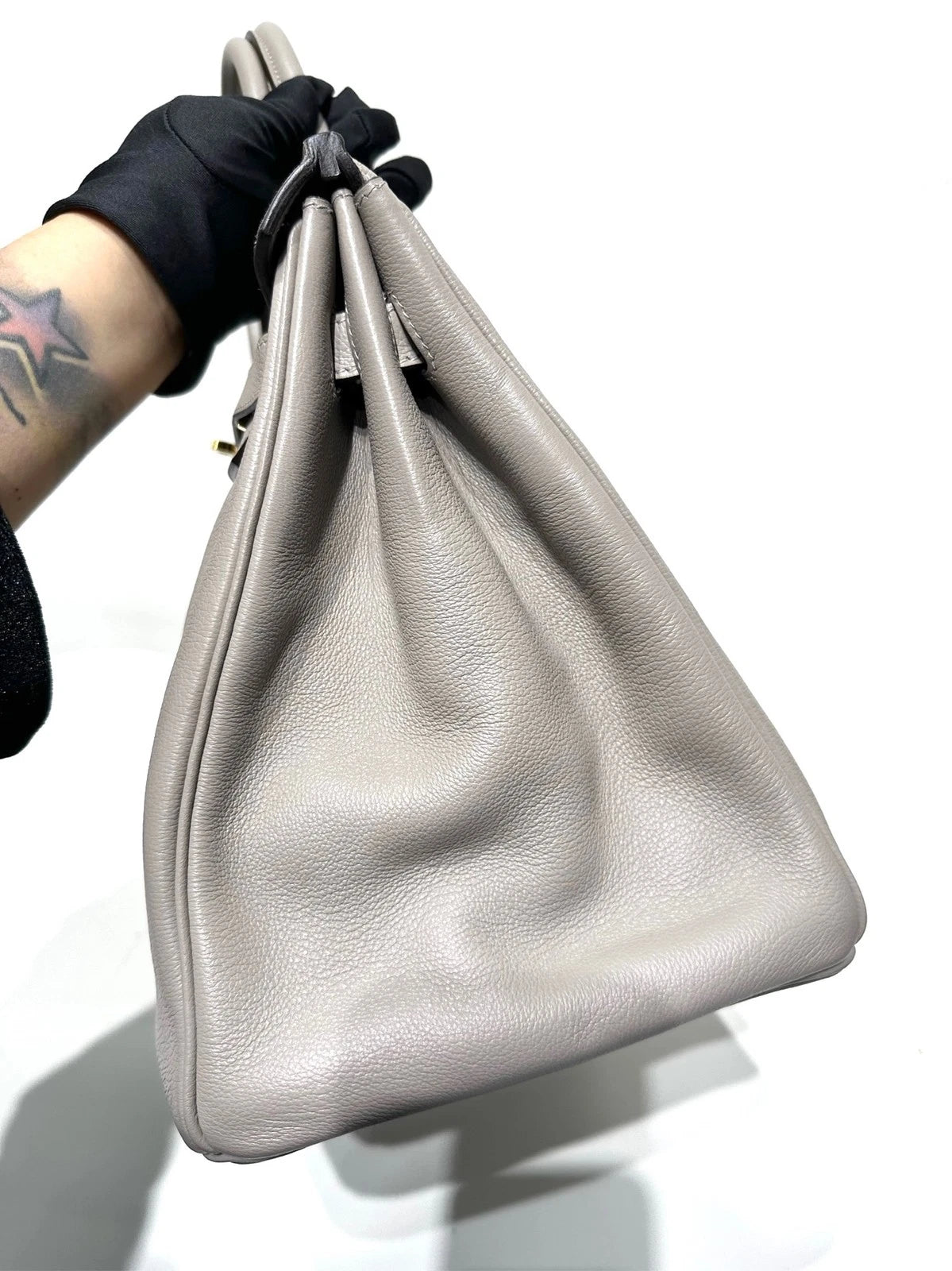 Hermes Birkin 35 Galaxy Gray Evercolor Leather Gold Hardware Handbag For Women