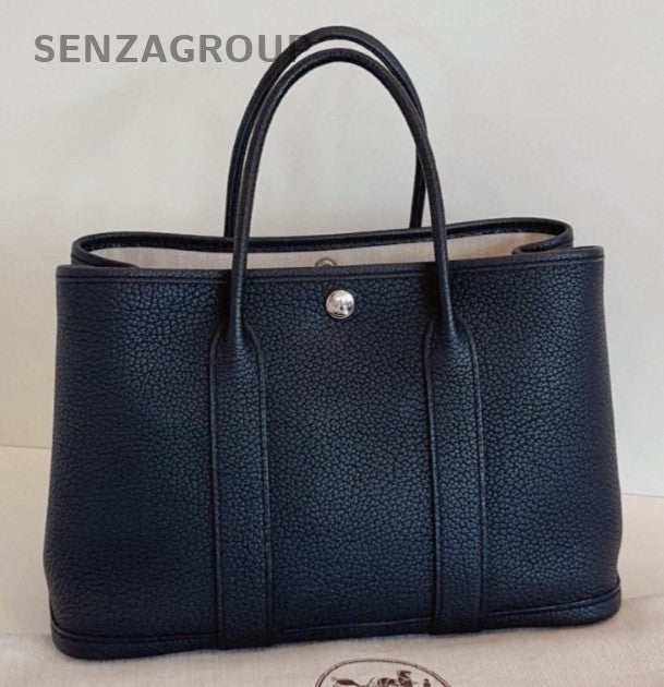 Hermes Garden Party 30 Top Handle Bag Silver Women Classic