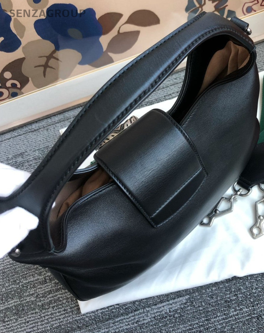 GUCCI Hobo Shoulder bag 2way Handbag Classic color combinations Women Black