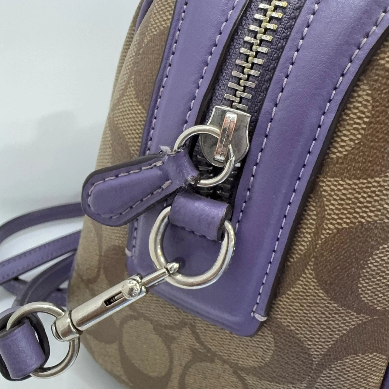 COACH Bennett 23 Boston Handbag Shoulder Crossbody Women Brown Purple