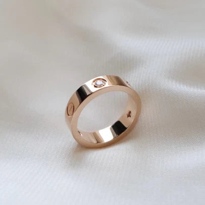 Excellent Cartier Love Classic Ring 18k Rose/Pink Gold 3P Diamonds EU56/US7.5