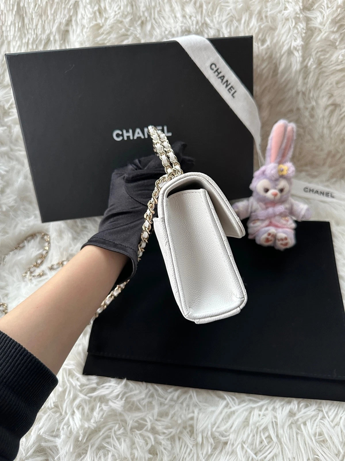 CHANEL White Leather Top Handle Kelly Handbag For Women