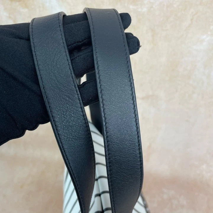 Loewe Canvas Women's Black White Stripe Vertical Tote Shopping Bag