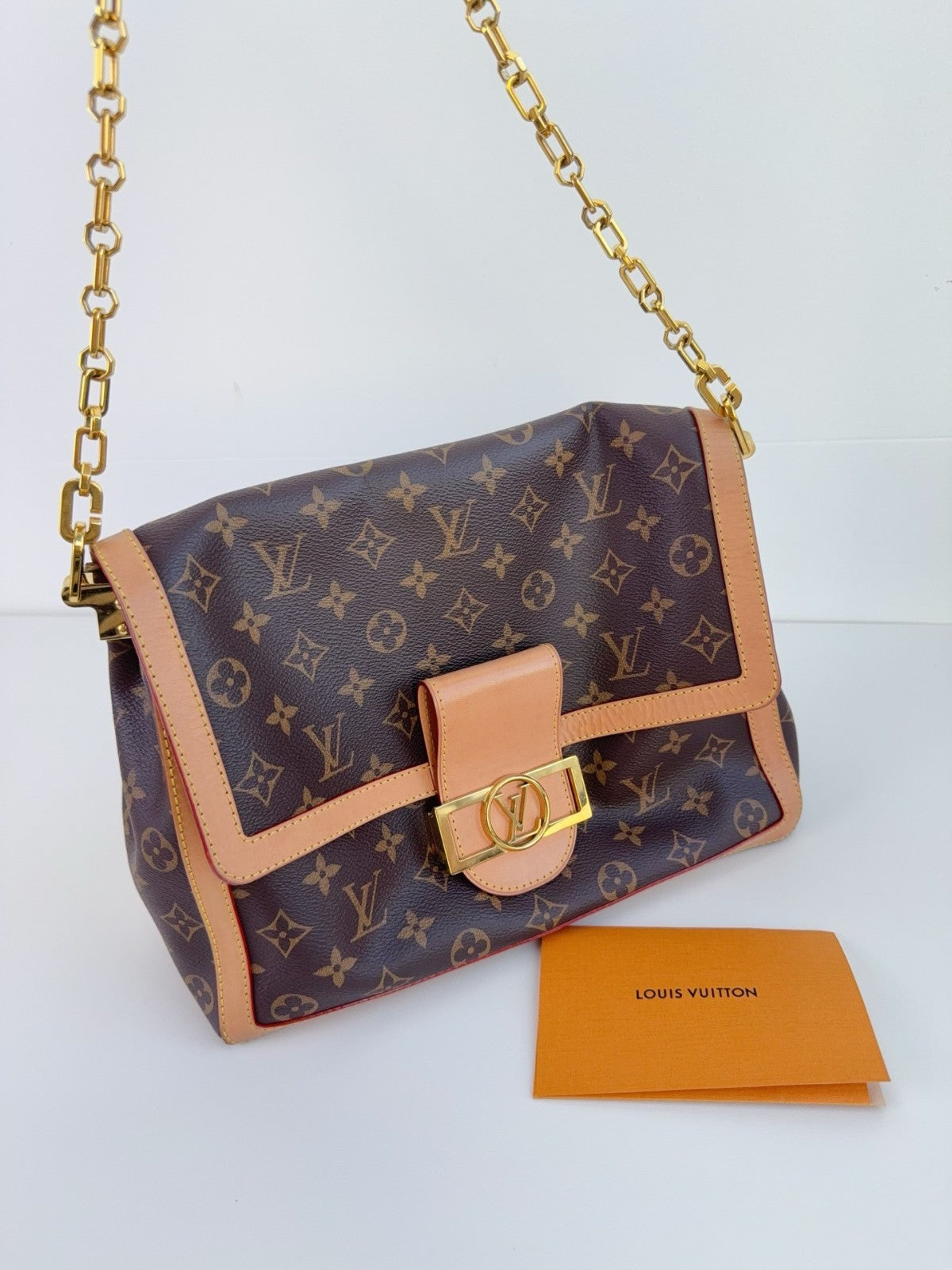 Louis Vuitton Dauphine GM Monogram Canvas Chain Shoulder bag Brown