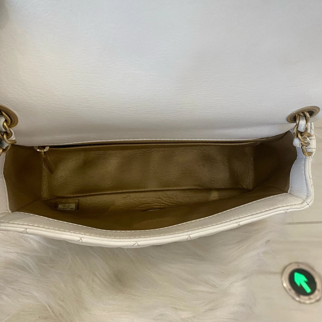 Chanel Gold Ball Mini Chain Shoulder Crossbody Bag White Gold Classic Women