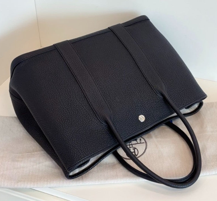 Hermes Garden Party36 Top Handle Bag Black Silver Unisex Adults Classic Fashion