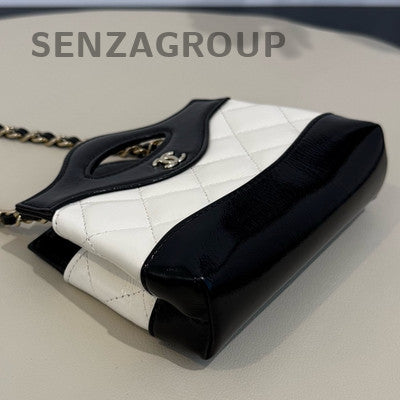Chanel Black White Mini Quilted Flap Bag Gold Hardware Classic Women