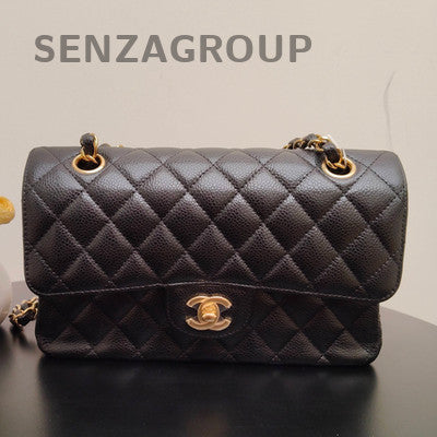 Chanel Classic Flap Small Quilted Chain Shoulder Bag Black Gold