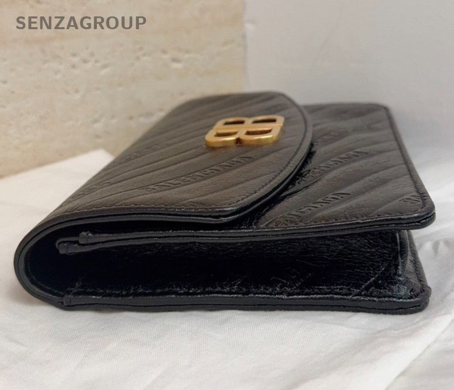 Balenciaga WOC Chain Shoulder Bag Black Gold Used Women Classic