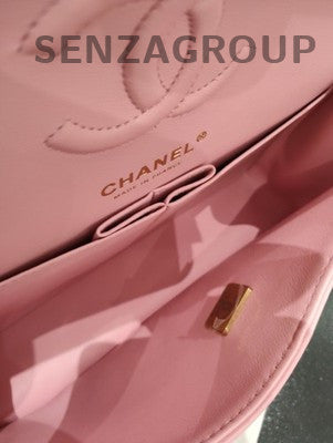 Chanel Classic Flap Small Pink Gold Lambskin Quilted Chain Shoulder Bag