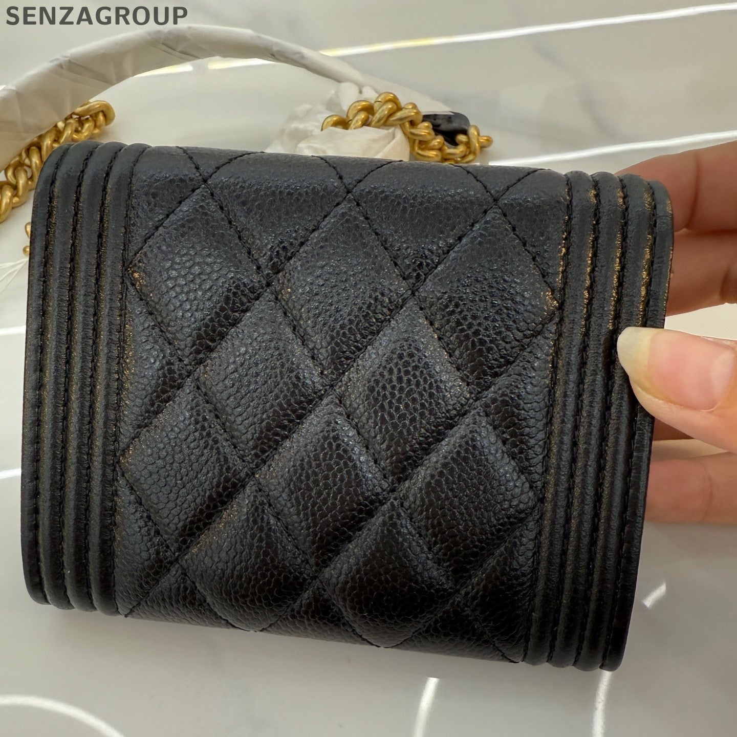 Chanel Le Boy Black Calfskin Wallet on Chain Crossbody Bag