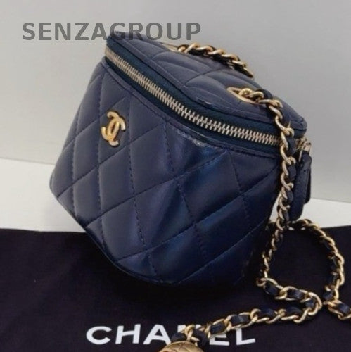CHANEL Box mini Golden ball Chain Strap Shoulder handbag Navy Blue Women