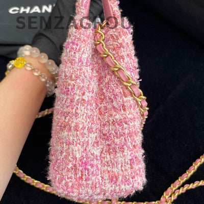 Chanel 24P Kelly Tweed Pink Gold Chain Shoulder Bag Women's Fashion