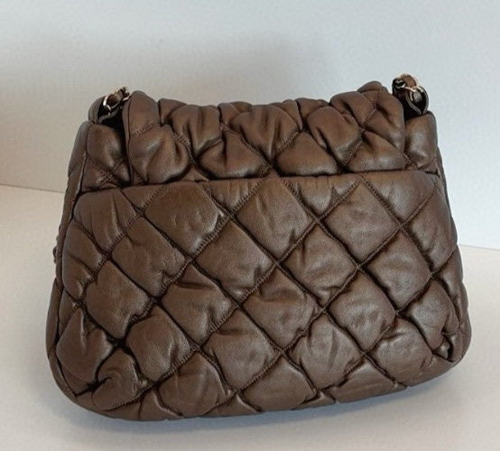 Chanel Diamond Chain Shoulder Bag Brown Gold Used Women Classic