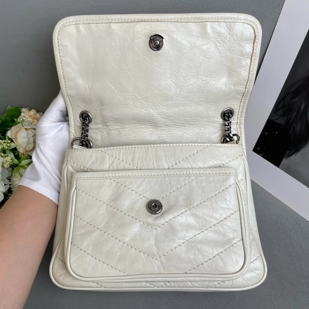 Saint Laurent Niki Leather Beige Shoulder Bag Crossbody Excellent