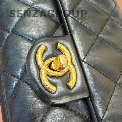 Chanel Classic Flap Black Gold Chain Shoulder Crossbody Bag Quilted