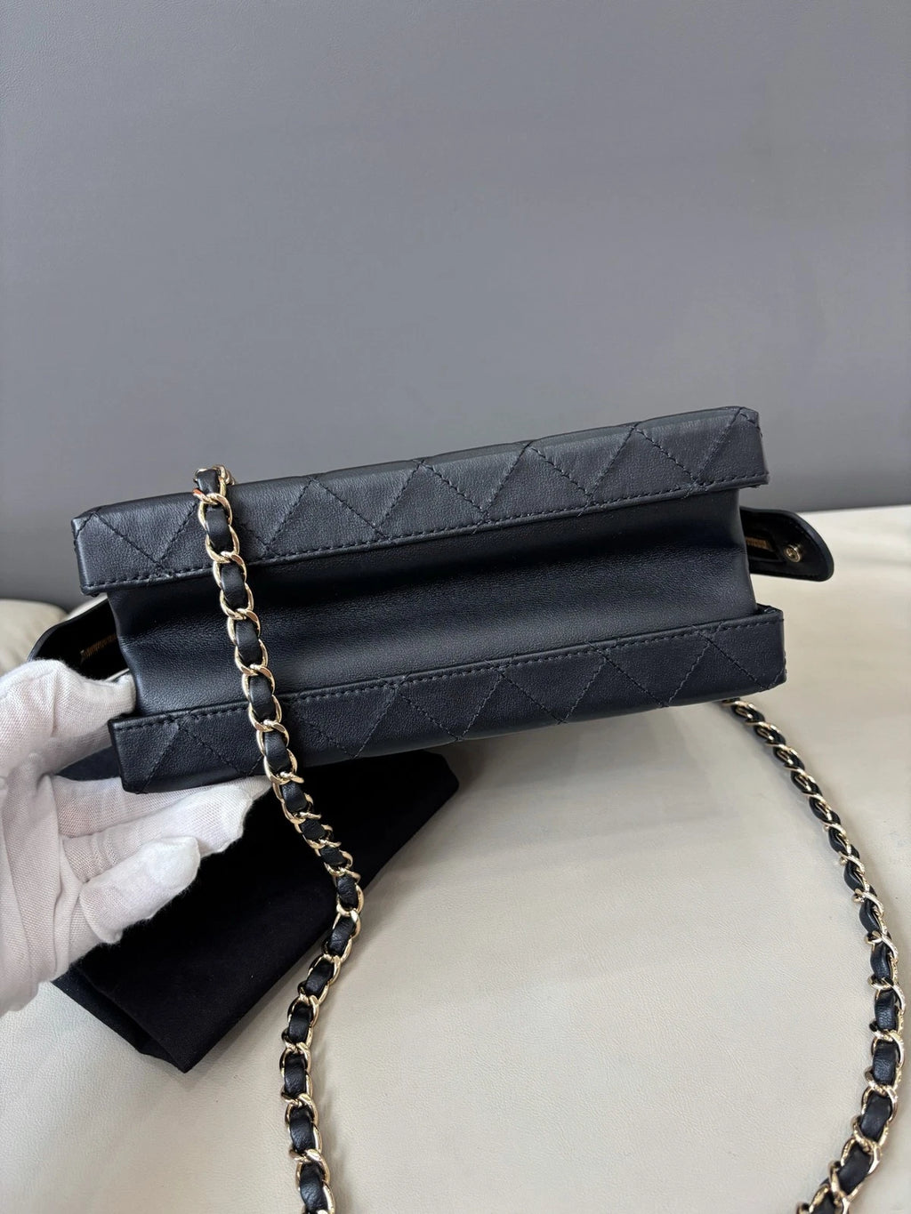 Chanel Cosmetic Case Box Bag Crossbody Handbag Daily Use Black Gold