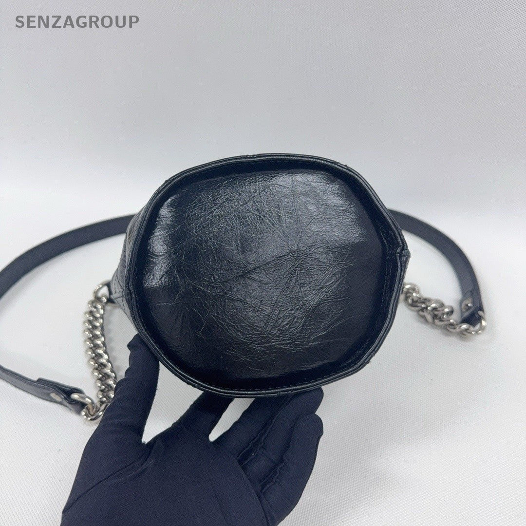 Chanel Waxed Calfskin 2ways Shoulder Crossbody Bag Women Black