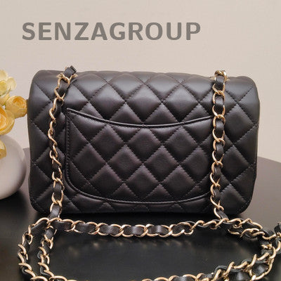 Chanel Classic Quilted Lambskin Black Gold Chain Shoulder Crossbody Bag