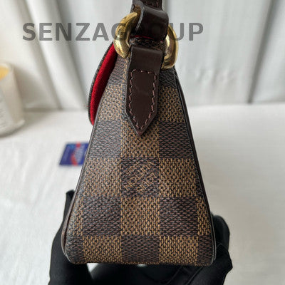 Louis Vuitton Damier Ebene Gold Buckle Shoulder Bag Classic Women
