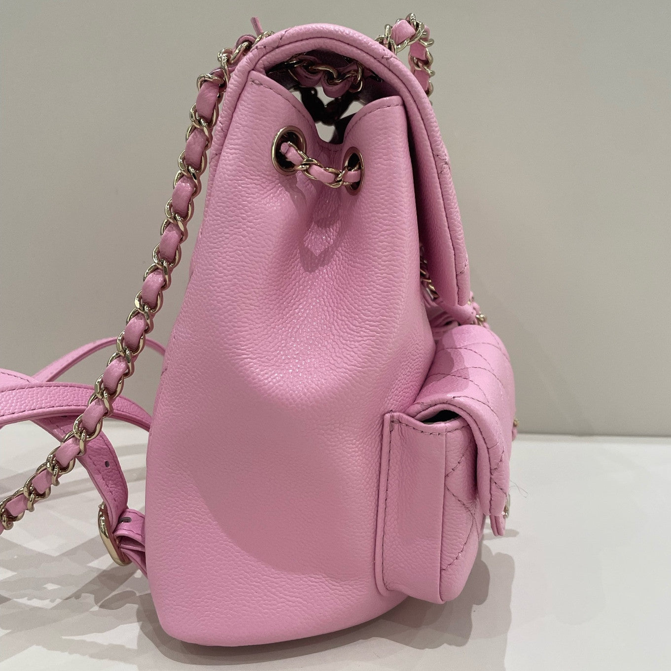 Chanel Quilted Duma Backpack Pink Gold Classic Fashion Women