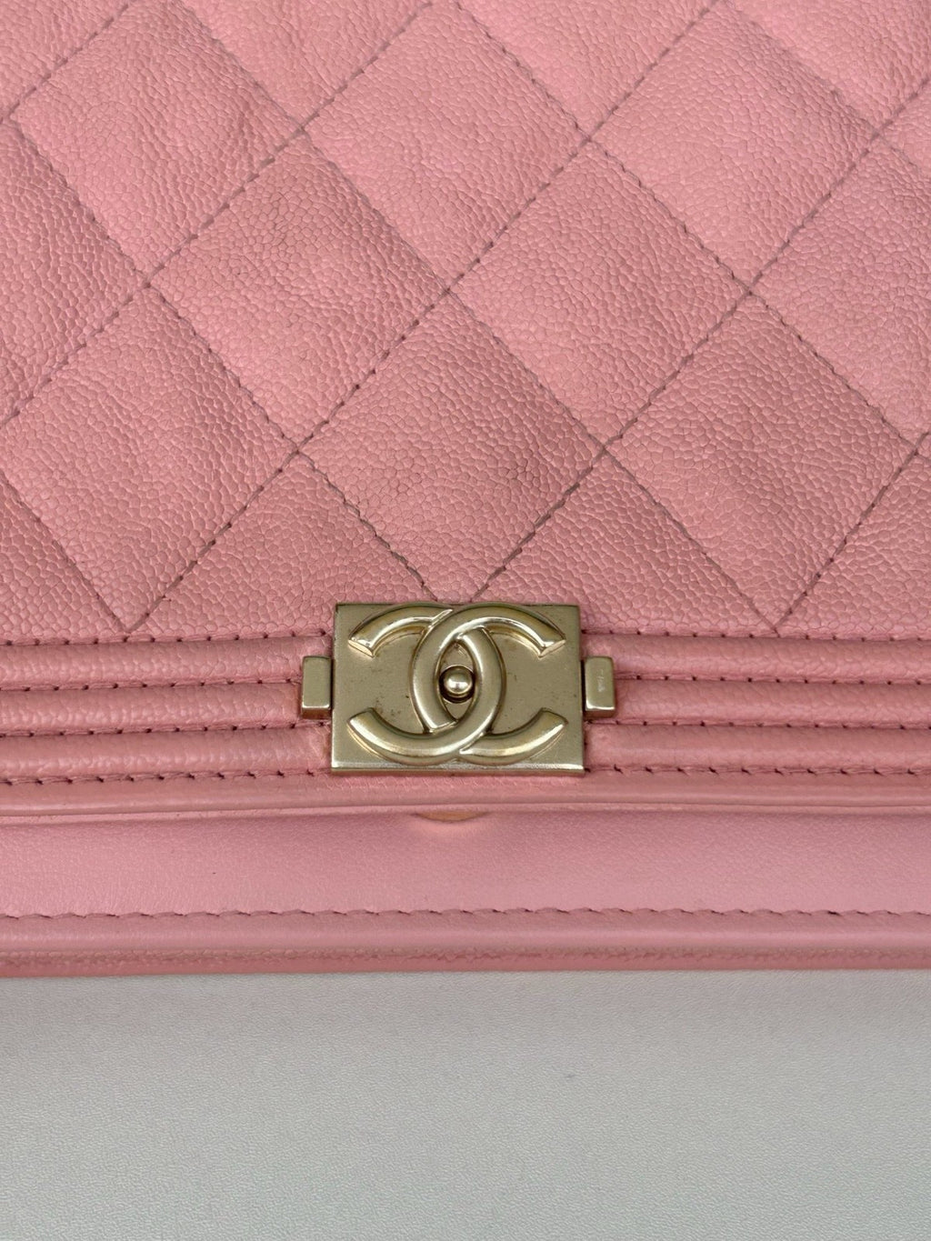CHANEL Woc Calfskin Diamond Pattern Chain Shoulder bag Crossbody Pink Gold Women