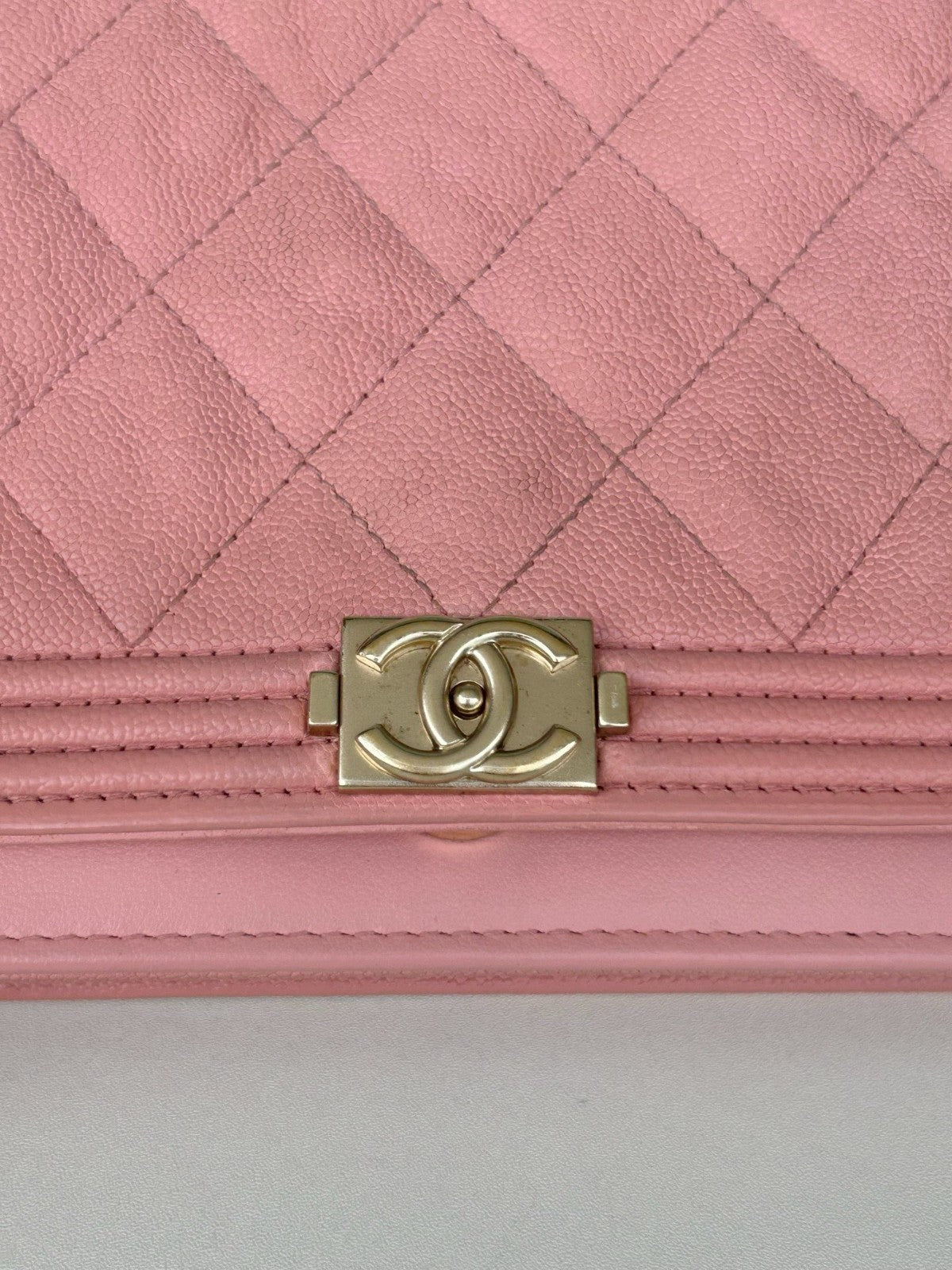 CHANEL Woc Calfskin Diamond Pattern Chain Shoulder bag Crossbody Pink Gold Women