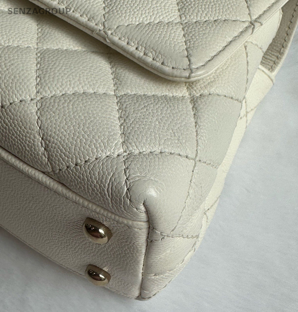 Chanel Coco Handle PM Top Handle Bag Chain Crossbody White Gold Diamond Women