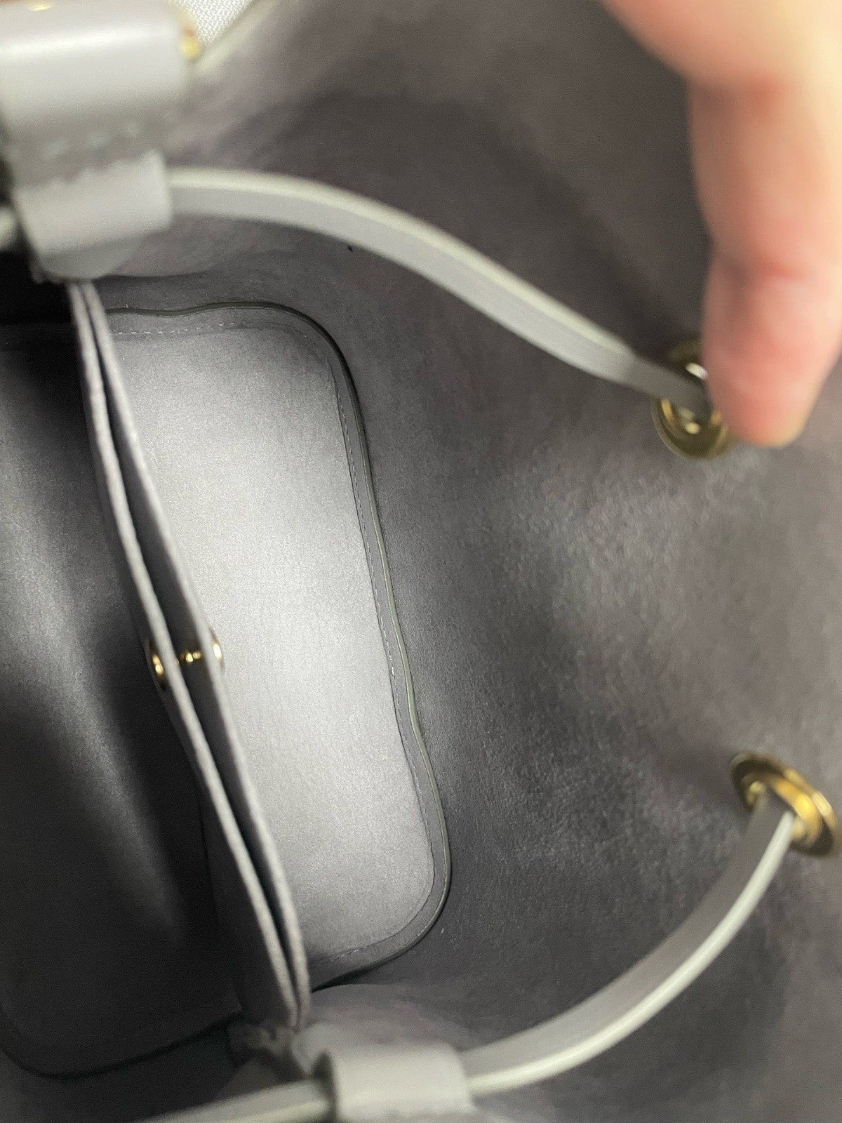 Louis Vuitton Monogram Calfskin Bucket Top Handle Shoulder Crossbody Gray Women
