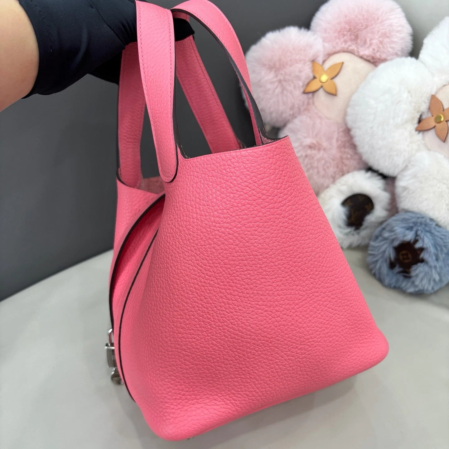 Hermes Picotin18 Top Handle Shoulder Bag Pink Silver Women Fashion Classic