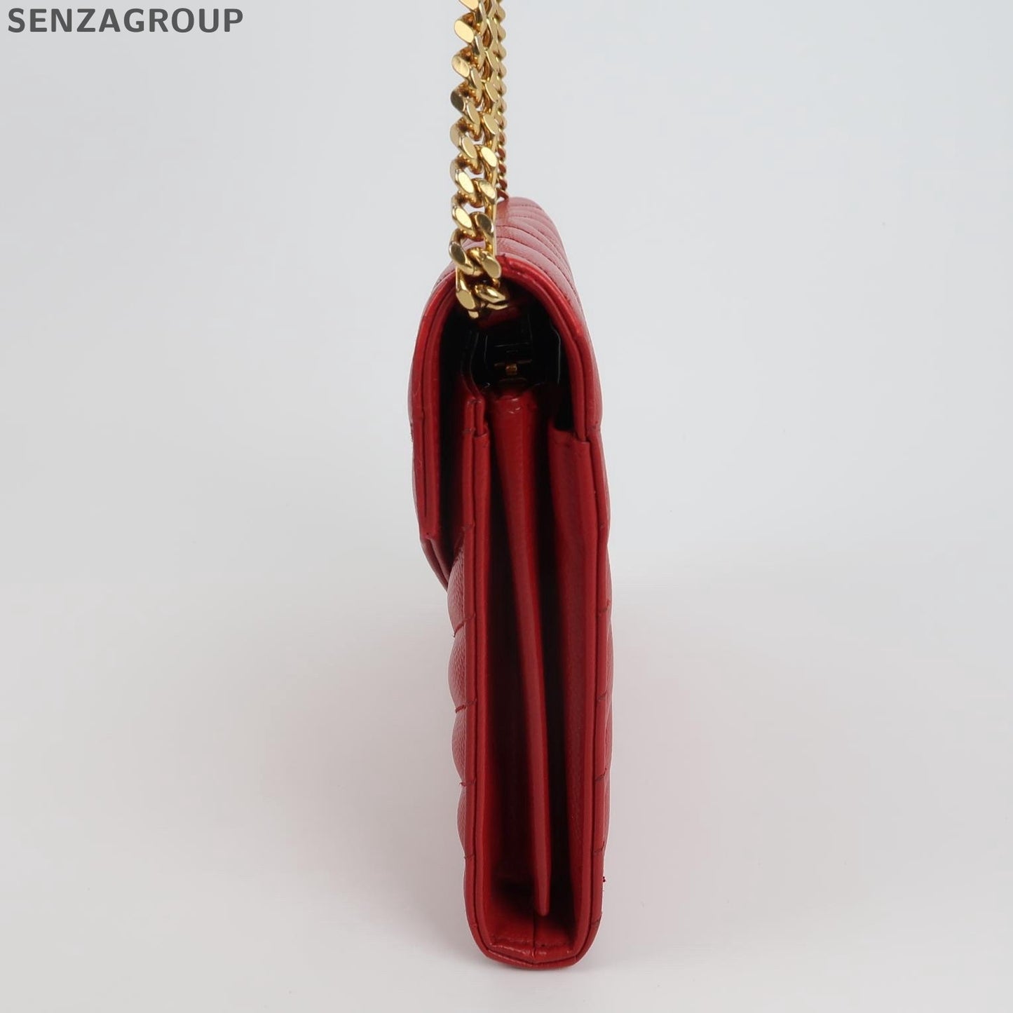 Saint Laurent Envelope Chain Shoulder Crossbody Bag Red Gold Classic Women