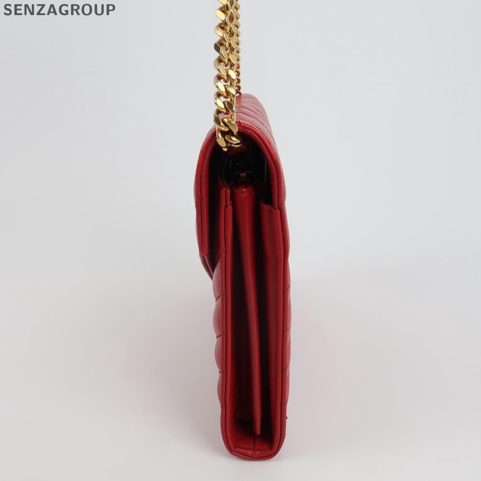 Saint Laurent Envelope Chain Shoulder Crossbody Bag Red Gold Classic Women