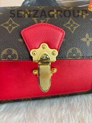 Louis Vuitton Monogram Brown Red Gold Chain Crossbody Bag Women Classic