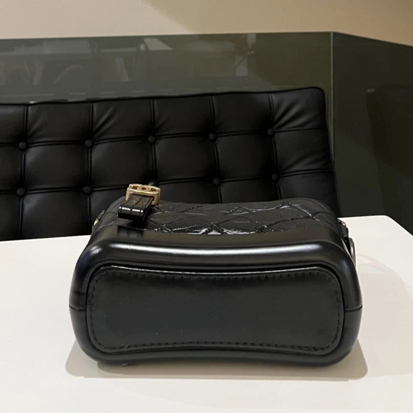 Auth Chanel Small Gabrielle Hobo Black Gold Hardware Crossbody