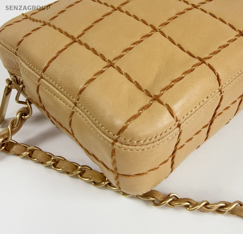 Chanel Lambskin Vintage Chain Shoulder Bag Brown Gold Women Classic