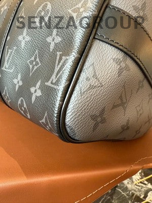 Louis Vuitton Keepall 35 Monogram Black Silver Handbag Unisex