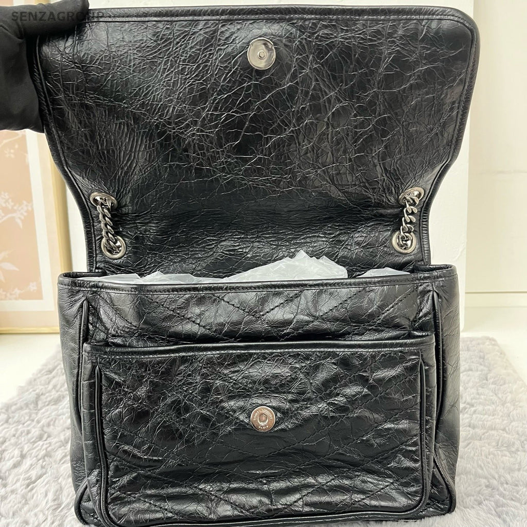 Saint Laurent Niki GM Chain Shoulder Bag Black Silver Used Women Classic