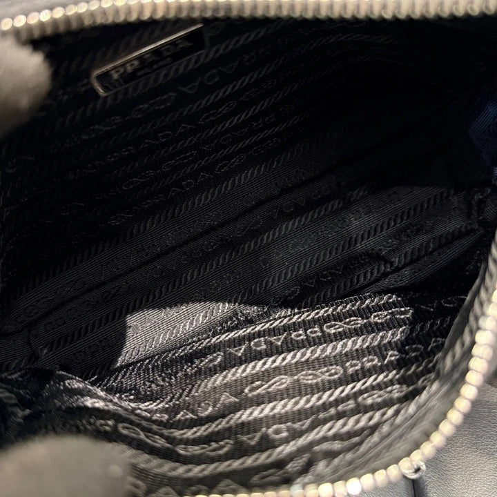 Prada Nylon 3-in-1 Chain Shoulder Crossbody Bag Black Silver Women D