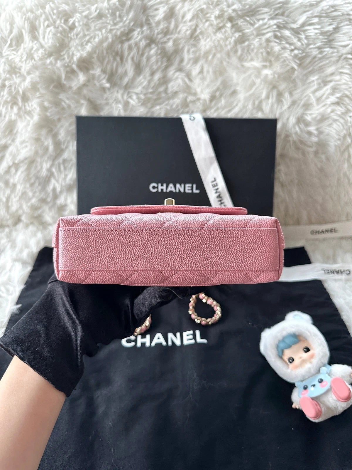 Authentic CHANEL Pink Coco Handle Nano Top Handle Bag For Women