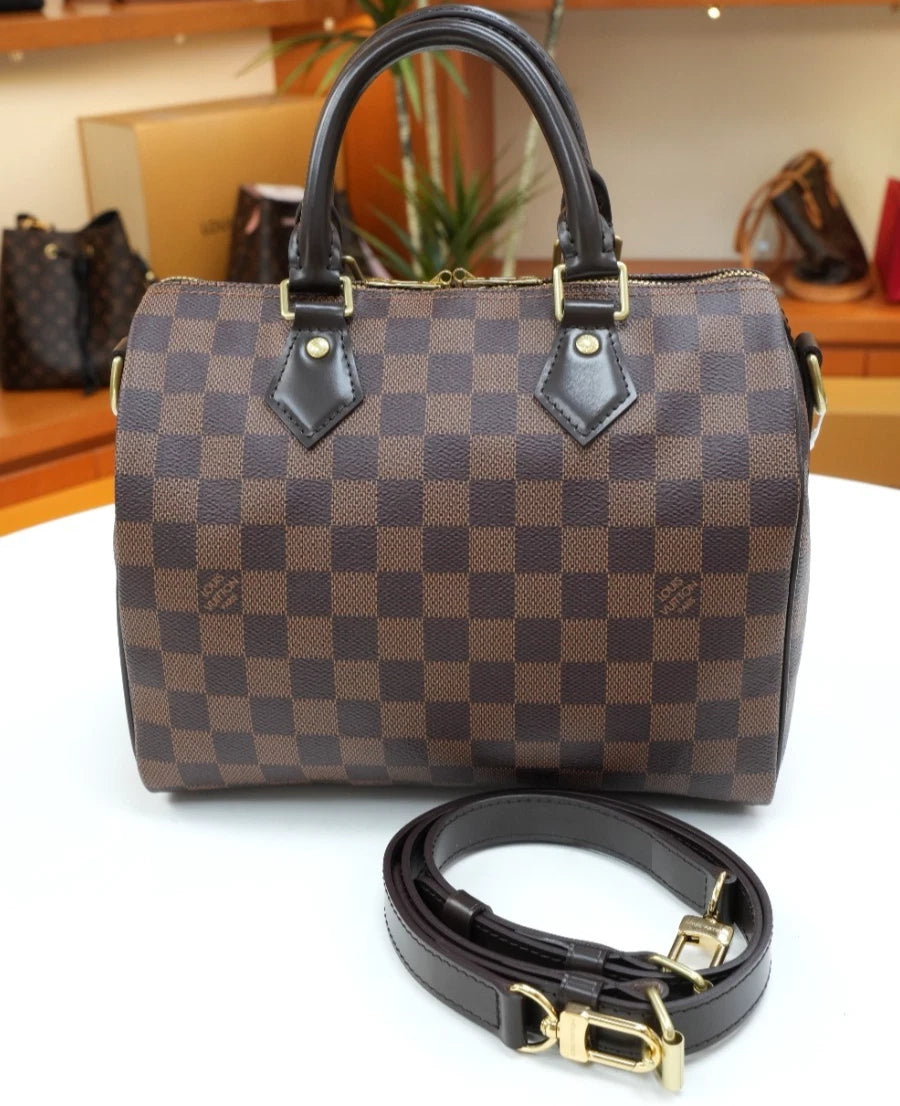 Louis Vuitton Speedy25 Damier Brown Shoulder Bag Top Handle Excellent