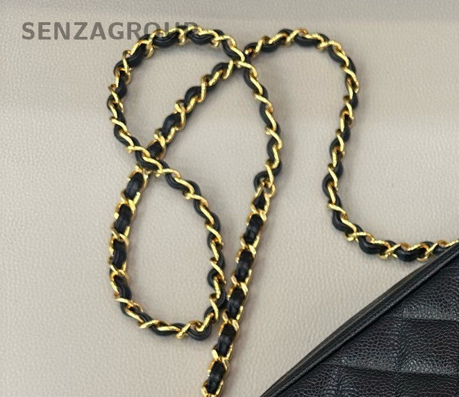 Chanel Camera Case Chain Calfskin Shoulder Bag Crossbody Black Gold Women