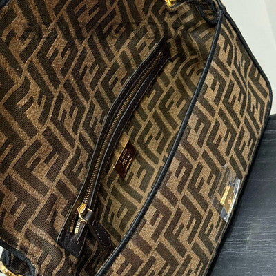 Fendi Iconic Baguette Medium Brown Shoulder Bag Gold Hardware Women's Fashion