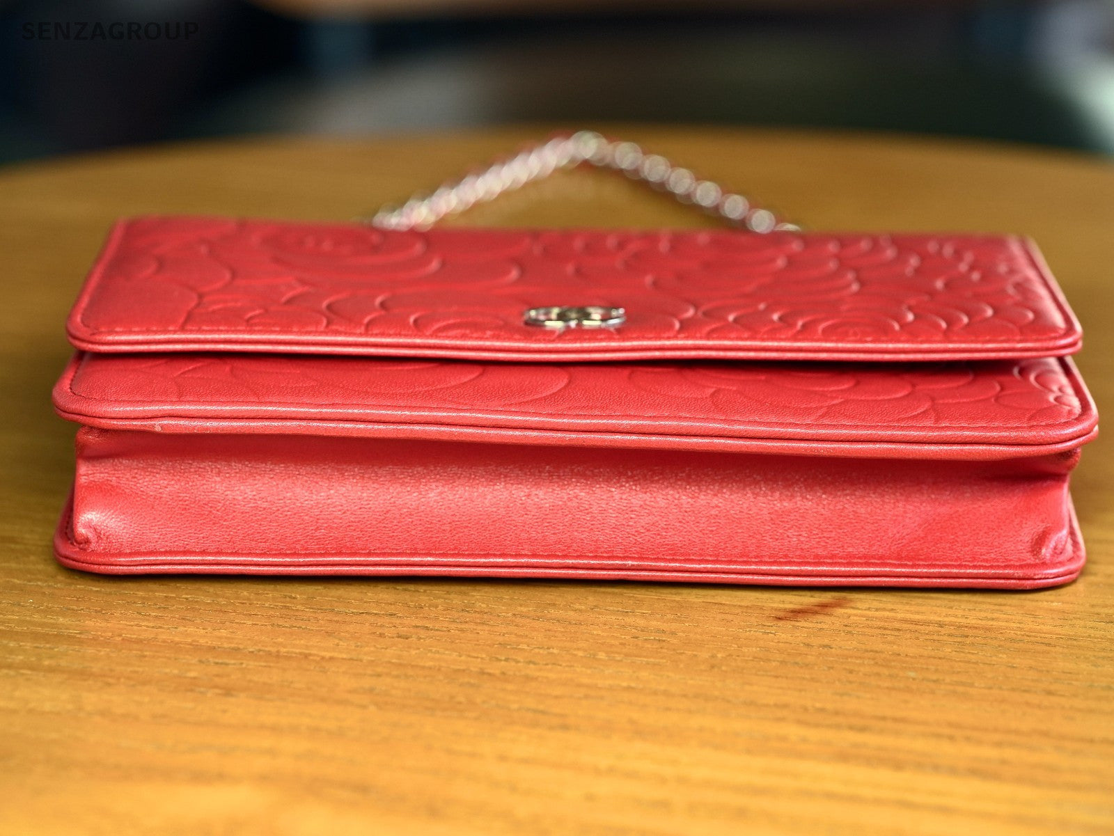 CHANEL Camellia Red wallet WOC Shoulder bag Crossbody Lambskin