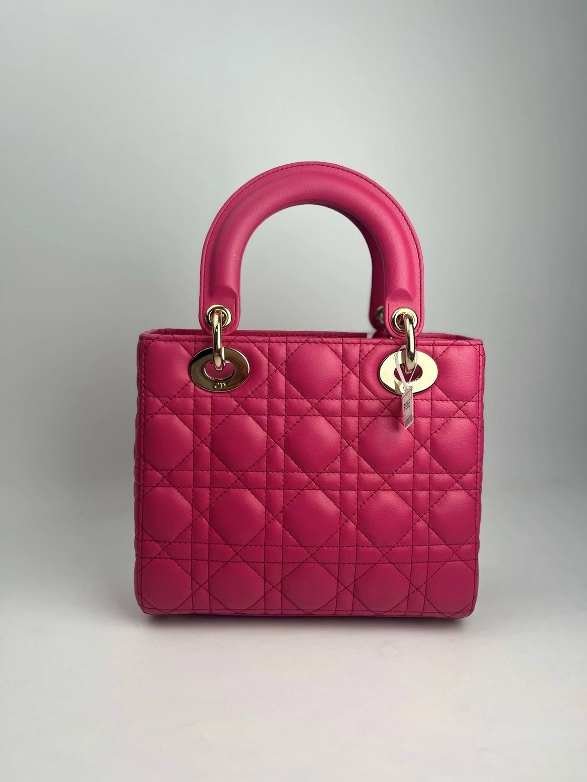 Dior Pink Calfskin Lady Dior 4-Grid Shoulder Bag For Women