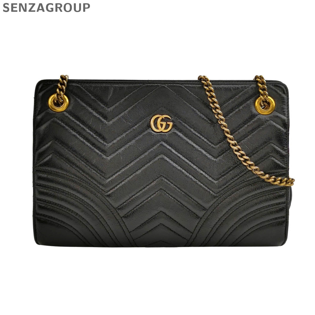 Gucci Marmont Black Gold Clasp Chain Shoulder Bag Classic Women's