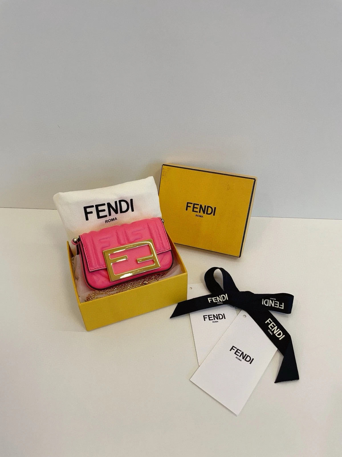 Fendi Nano Baguette Pink Super Mini Shoulder Bag For Women