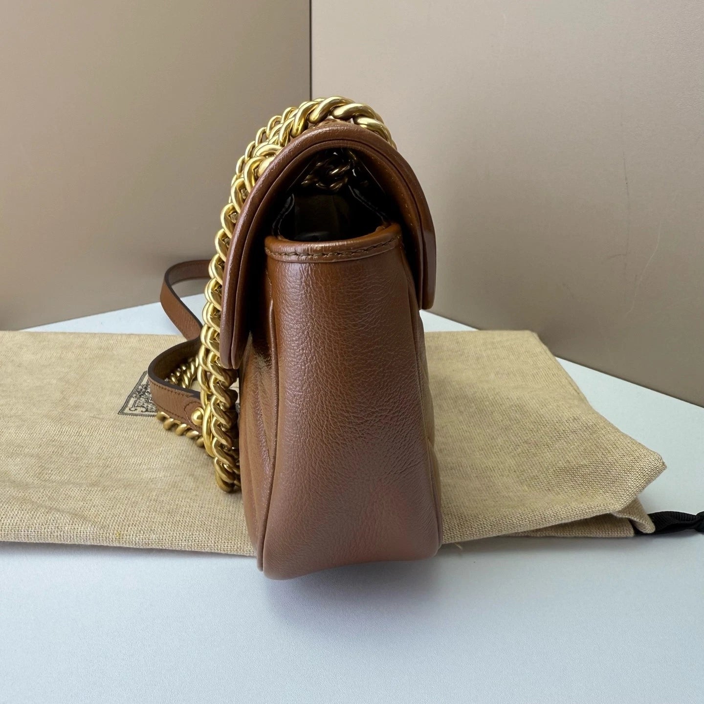 GUCCI Marmont22 Brown Chain Shoulder Bag For Women
