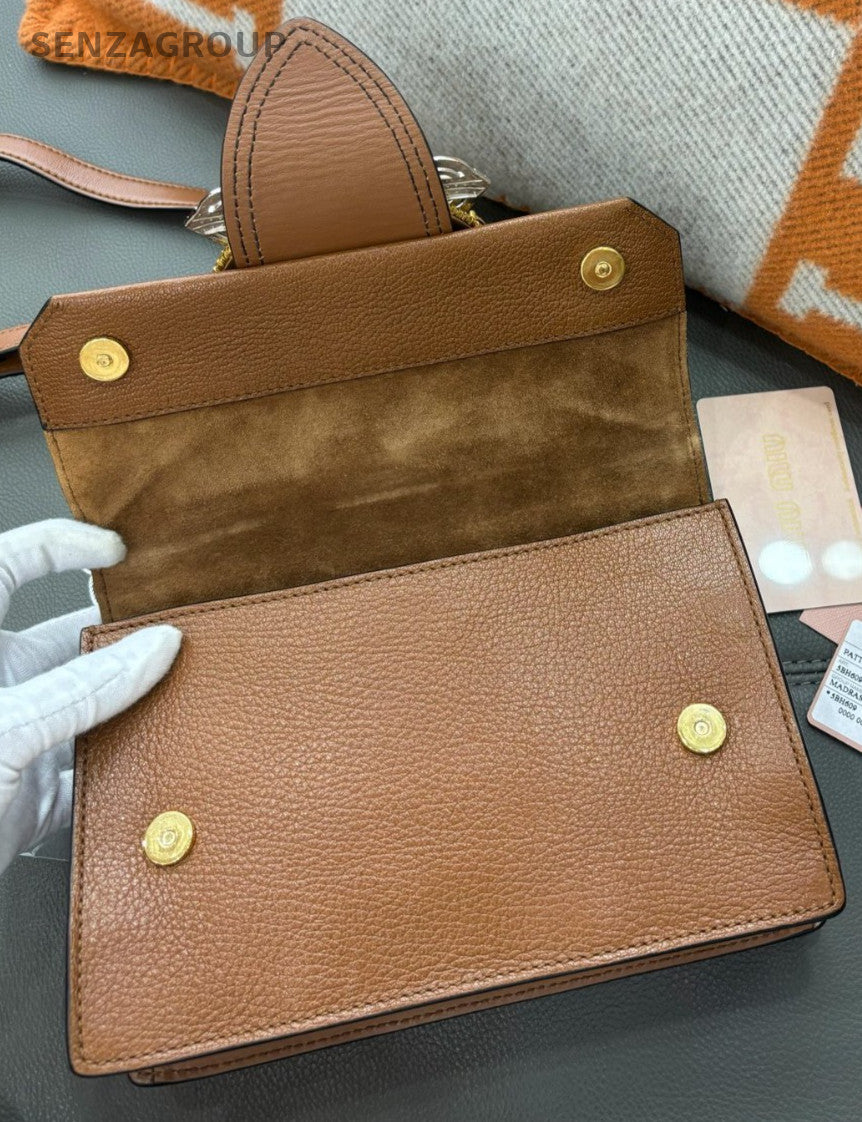 Miumiu SunFlower Gemstone bag golden brown Women Crossbody Shoulder bag
